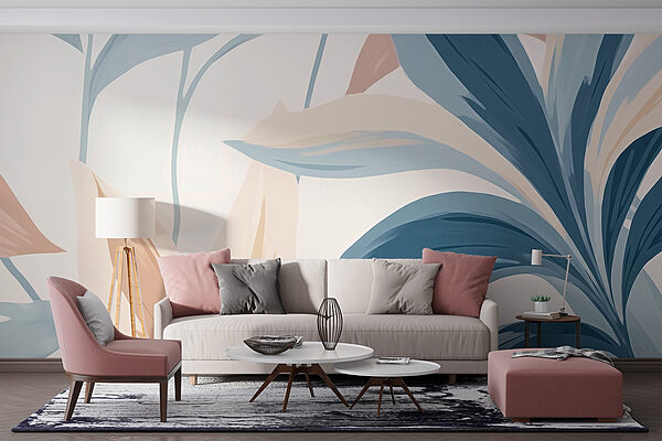 Nature-inspired abstract leaf design Wall murals Nature-inspired abstract leaf design