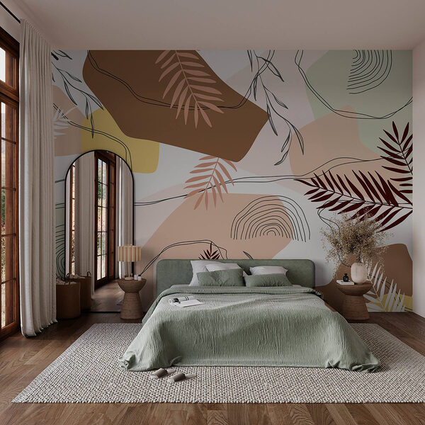 Pattern of leaves and shapes Wall murals Pattern of leaves and shapes