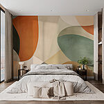 Wall murals Colorful art piece with curved shapes