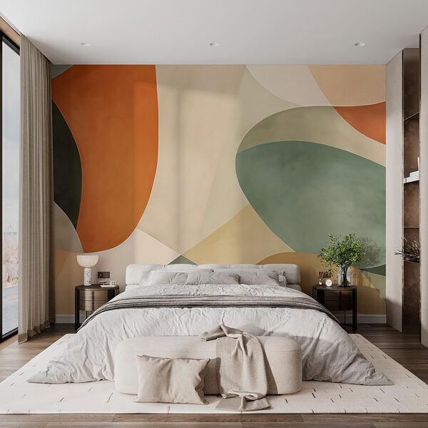 Colorful art piece with curved shapes Wall murals Colorful art piece with curved shapes