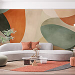 Wall mural Colorful art piece with curved shapes