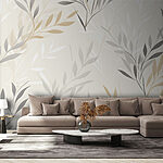 Wall murals Pattern of leaves on a white background