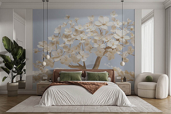 Tree with white flowers Wall murals Tree with white flowers