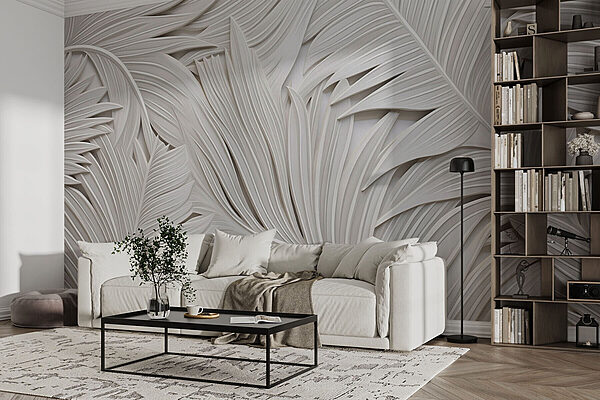 White paper cut out of leaves Wall murals White paper cut out of leaves