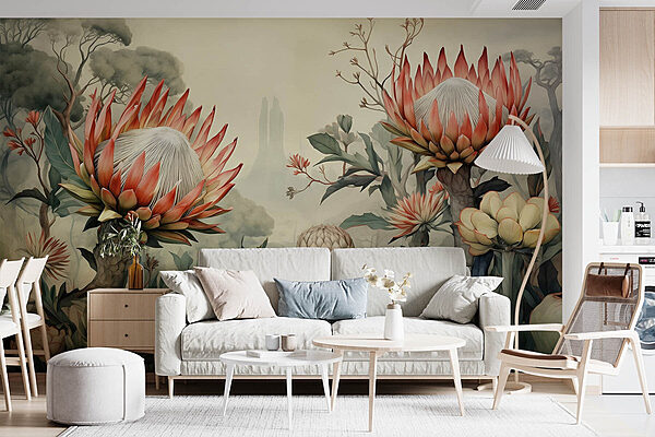 Painting of flowers and plants Wall murals Painting of flowers and plants