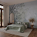 Wall murals Tree with leaves in fog