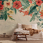 Wall murals Vibrant blooms frame a serene background