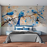 Wall murals Group of blue birds on a branch