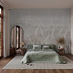 Wall murals Field of grass with mountains in the background