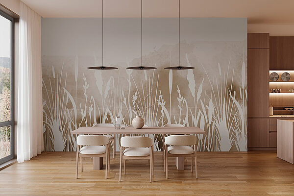 White silhouette of grass Wall murals White silhouette of grass