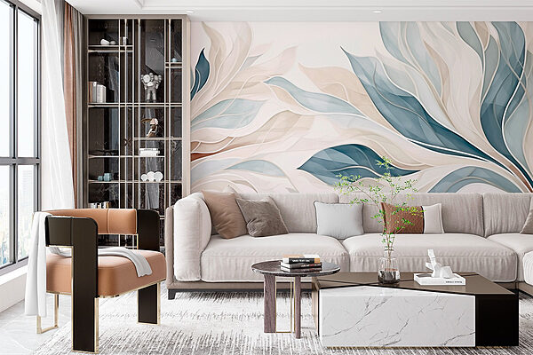 Soothing abstract leaf patterns design Wall murals Soothing abstract leaf patterns design