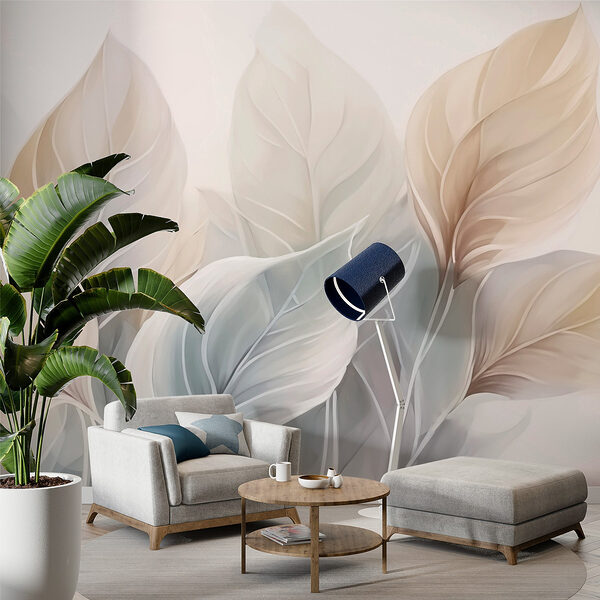 Delicate leaves in soft hues Wall murals Delicate leaves in soft hues