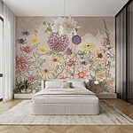 Wall murals Group of flowers on a beige background