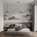 Wall murals Mountain range with fog