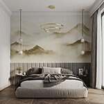 Wall murals Foggy mountain range