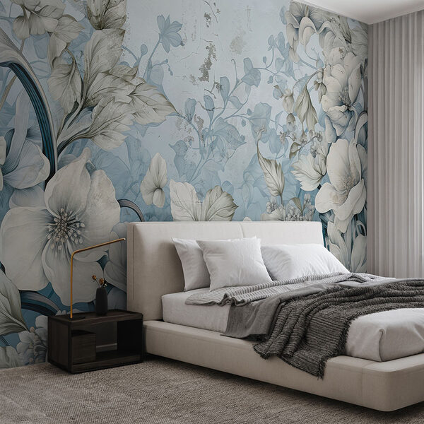 Wallpaper with flowers and leaves Wall murals Wallpaper with flowers and leaves