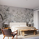 Wall murals Delicate blooms in soft grayscale hues