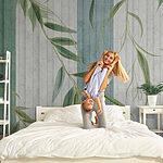 Wall murals Wallpaper with leaves on it