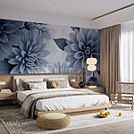 Wall murals Elegant floral pattern in cool tones