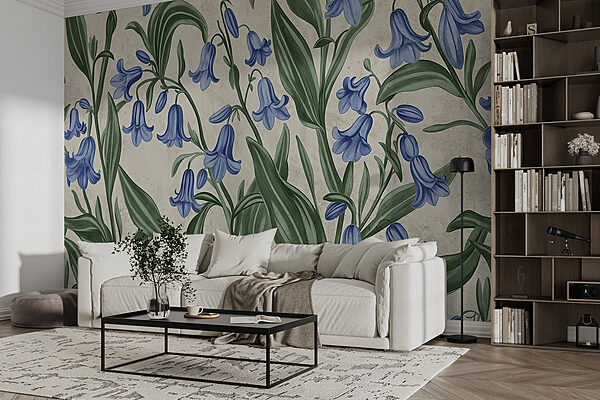 Floral beauty in soft blue tones Wall murals Floral beauty in soft blue tones