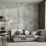 Wall murals White floral pattern on a wall