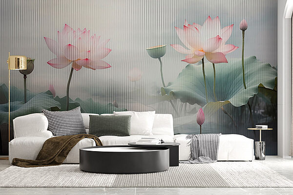 Wall murals Blossoms in a tranquil mist (SKU: w03200) Wall murals Wall murals Blossoms in a tranquil mist (SKU: w03200)