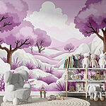Wall murals Landscape with trees and snow