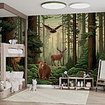 Wall murals Forest with animals and birds