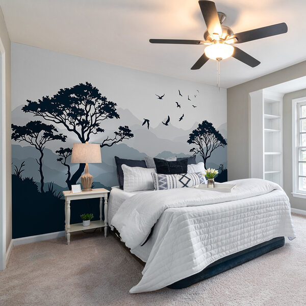 Birds flying over a mountain range Wall murals Birds flying over a mountain range