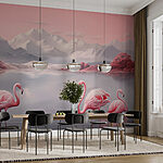 Wall murals Two flamingos standing in water