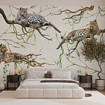Wall murals Group of leopards lying on branches