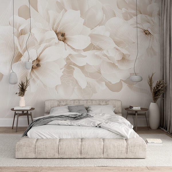 Wall mural Wall mural Delicate blooms in soft tones (SKU: w08826v1)