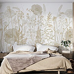 Wall murals Whimsical floral pattern in beige tones