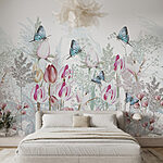Wall murals Fluttering beauty in a floral garden.