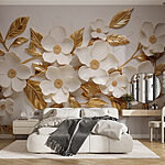 Wall murals Elegant floral design on textured background