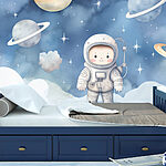 Wall murals Cartoon of a child in space