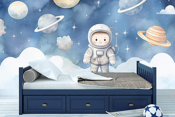 Cartoon of a child in space Wall murals Cartoon of a child in space