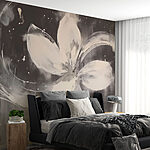 Wall murals White flower on a black background