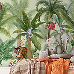Wall murals Wallpaper with animals and birds
