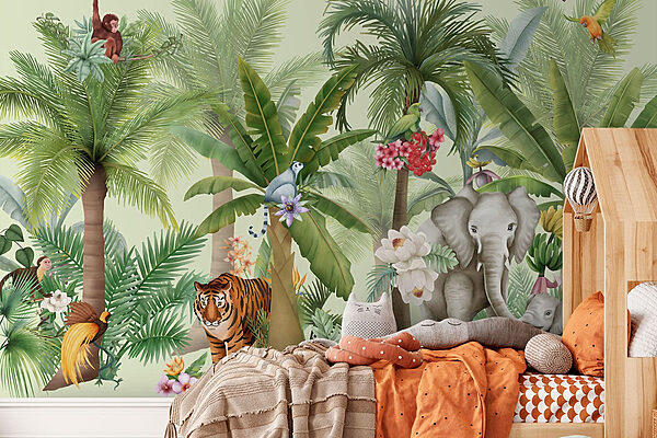 Wallpaper with animals and birds Wall murals Wallpaper with animals and birds