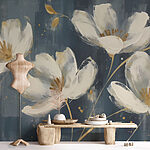 Wall murals Painting of white flowers