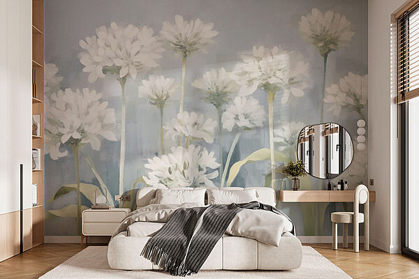 Painting of white flowers Wall murals Painting of white flowers