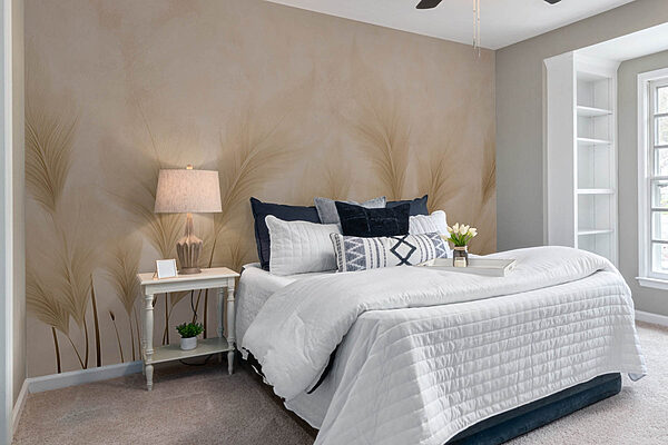 Group of feathers on a beige background Wall murals Group of feathers on a beige background