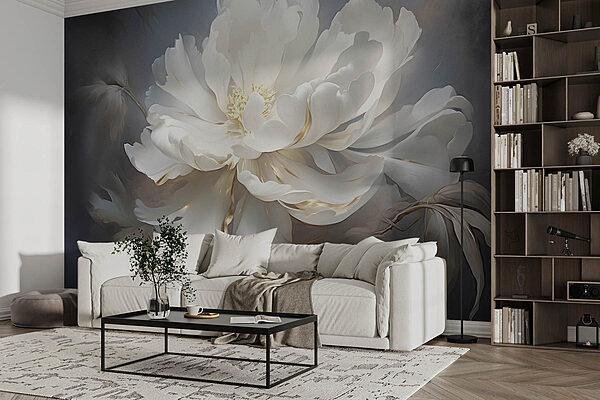 Serene beauty in soft white petals Wall murals Serene beauty in soft white petals