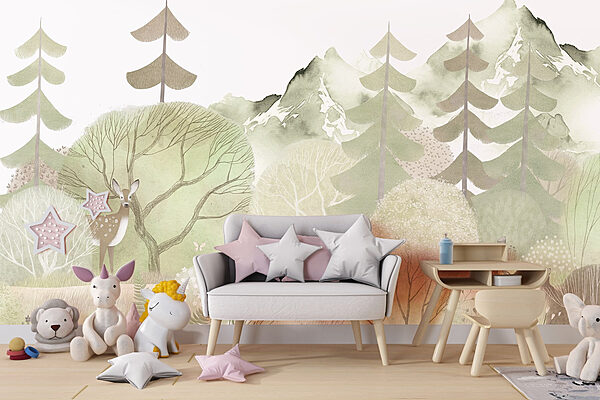 Deer in a forest Wall murals Deer in a forest