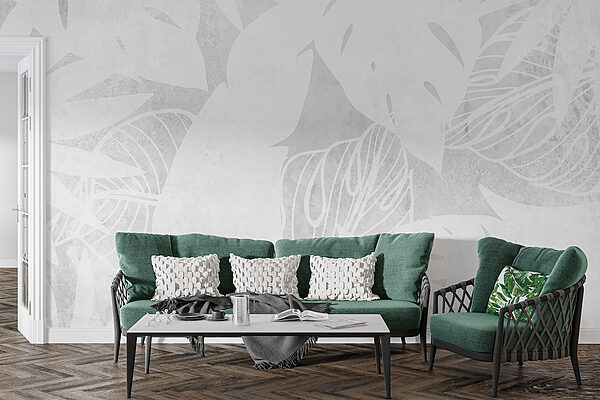 White background with leaves Wall murals White background with leaves