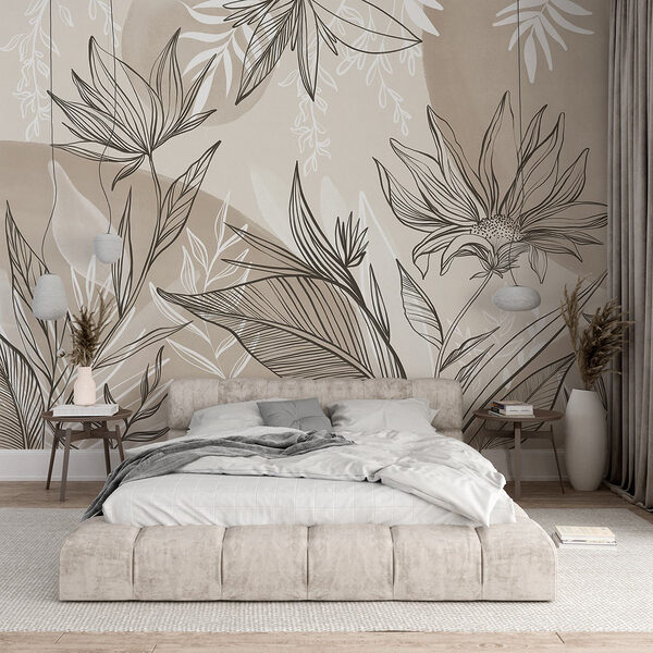 Wall murals Elegant botanical sketch in soft tones