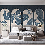 Wall murals Group of white and blue floral designs