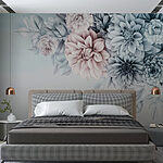 Wall murals Group of flowers with leaves