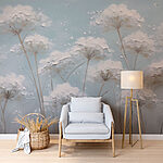 Wall murals Painting of flowers on a blue background